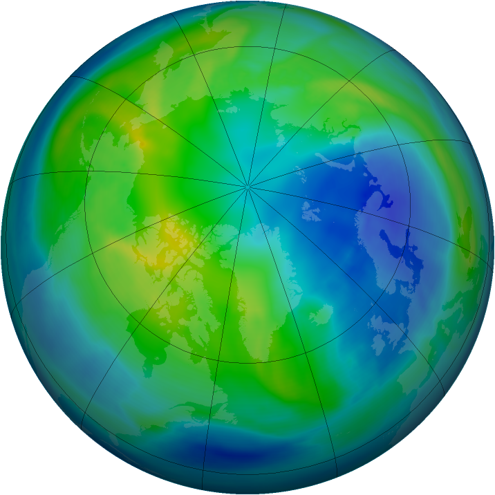 Arctic ozone map for 29 October 2005